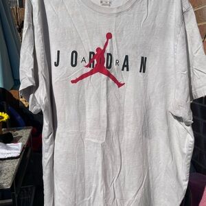 Jordan Men's XL White Tee with Red Jumpman Logo